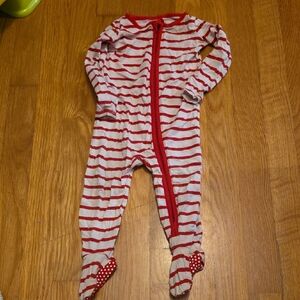 Striped Red and White Kids Footie Pajamas
